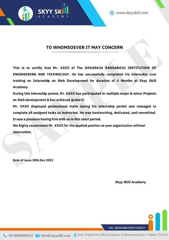 Internship Certificate